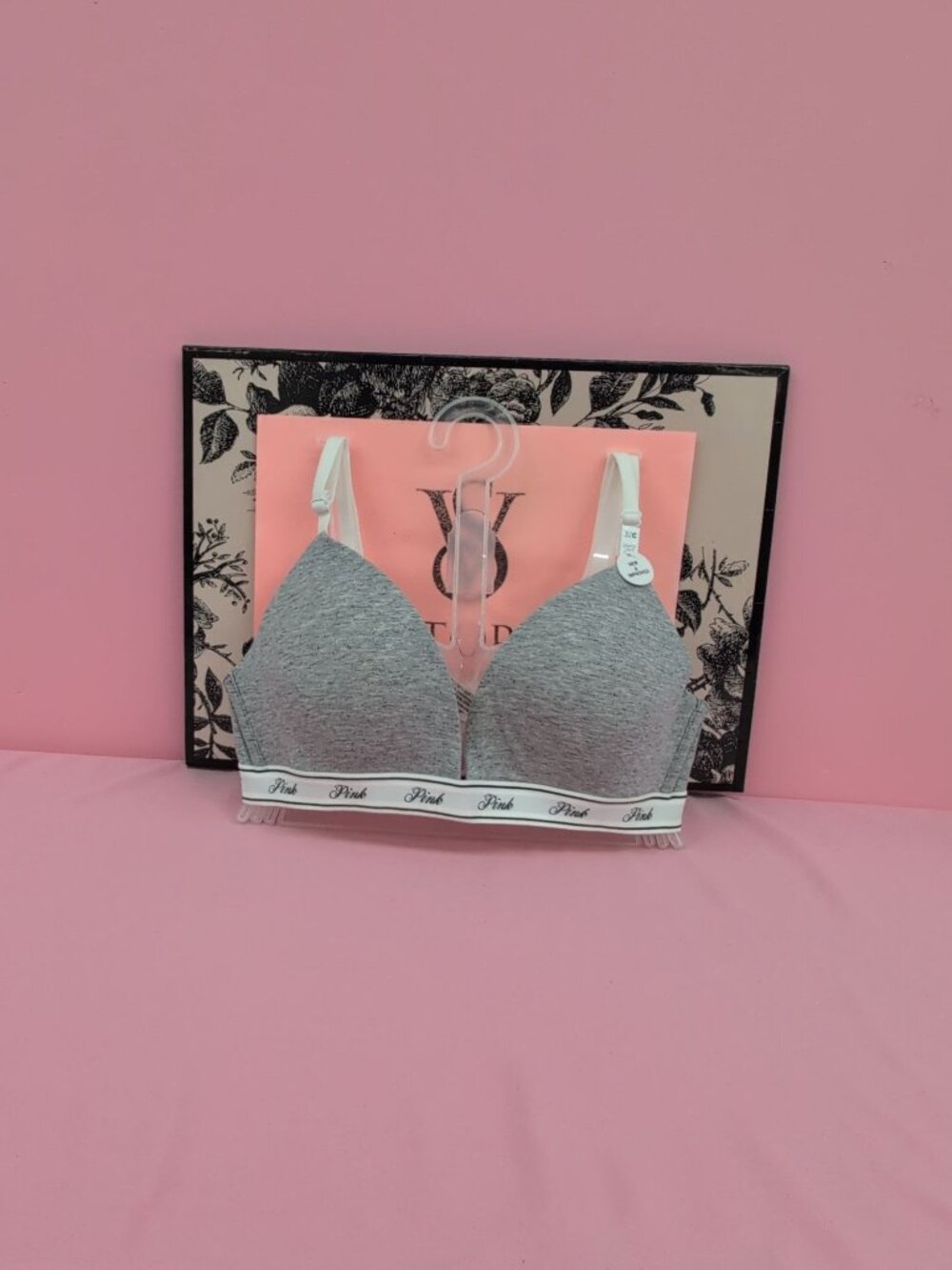 Victoria Secret Pink Wear Lightly Lined Wireless Triangle Bra 32C Heather Grey